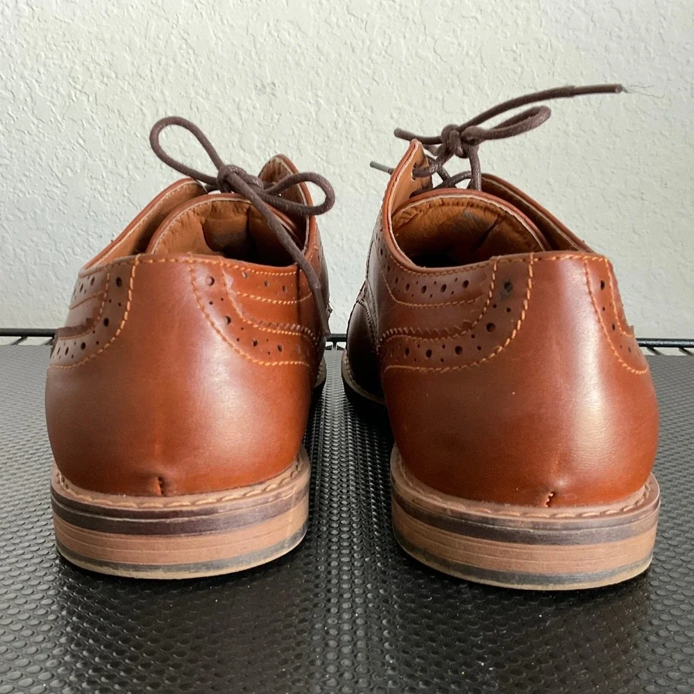Nunn Bush Mens Comfort Gel Brown Brogue Cap Toe Oxford Dress Shoes 10M